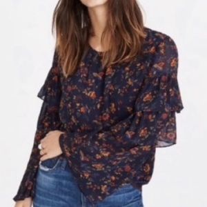 Madewell Ruffle Sleeve Climbing Vine Floral Top